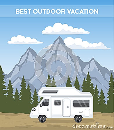 Family vacation Road trip poster template Vector Illustration