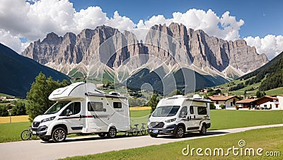 Family vacation travel, holiday trip in motorhome Stock Photo