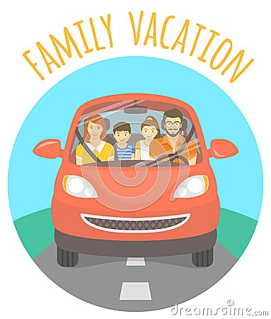 Family vacation trip by car Vector Illustration