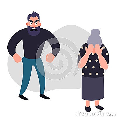 Family violence and aggression concept. Vector Illustration