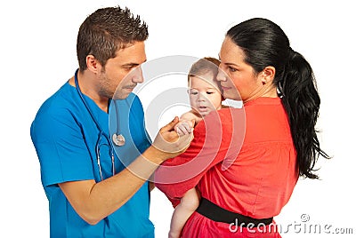 Family visiting doctor Stock Photo