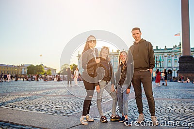 Family of parents and little girls visiting the Hermitage, Saint-Petersburg. Stock Photo