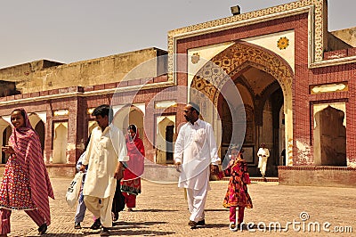 Family visiting Lahore old Fort Editorial Stock Photo