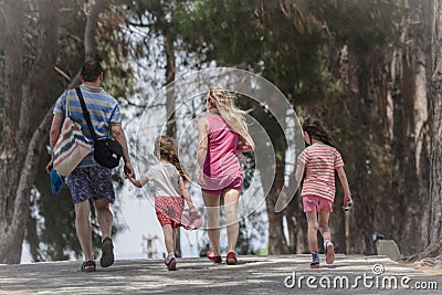 Family walking in Ephesus Turkey Editorial Stock Photo