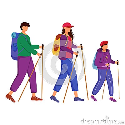 Family walking tour flat vector illustration Vector Illustration