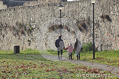 The family walks in Smederevo fortress Editorial Stock Photo