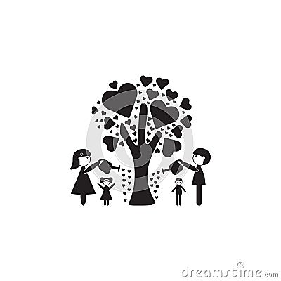 the family watered the tree of love icon. Illustration of family values icon. Premium quality graphic design. Signs and symbols ic Stock Photo