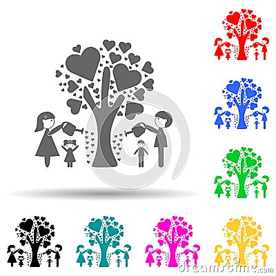 the family watered the tree of love multi color style icon. Simple glyph, flat vector of family icons for ui and ux, website or Stock Photo