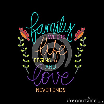 Family where life begins and love never ends. Stock Photo