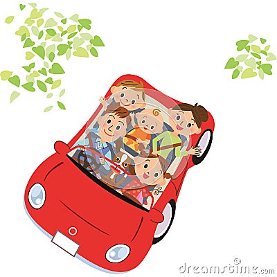 The family who goes for a drive Vector Illustration
