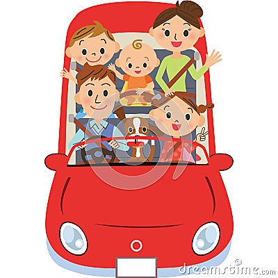 The family who goes for a drive Vector Illustration