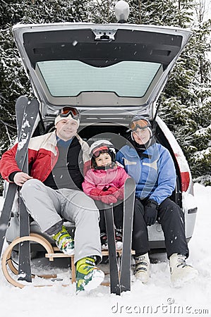 Family on winter vacation Stock Photo