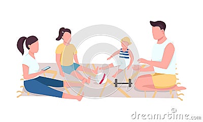 Family workout semi flat color vector characters Vector Illustration