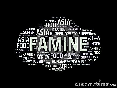 FAMINE - image with words associated with the topic FAMINE, word cloud, cube, letter, image, illustration Cartoon Illustration