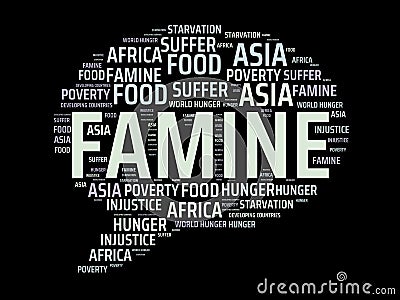 FAMINE - image with words associated with the topic FAMINE, word cloud, cube, letter, image, illustration Cartoon Illustration