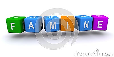 Famine word block on white Stock Photo