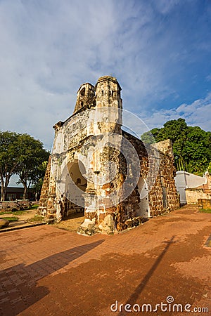 Famosa is a Portuguese fortress located in Malacca Editorial Stock Photo