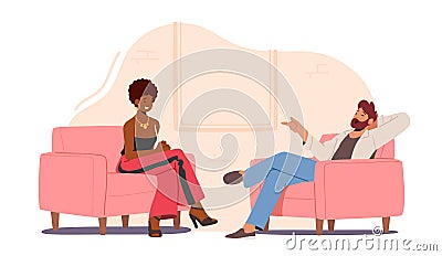 Famous Actor, Successful Businessman or Politician Giving Interview and Sharing Opinion with Tv Host Asking Celebrity Vector Illustration