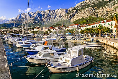 Adriatic coast - Makarska riviera in Dalmatia Editorial Stock Photo