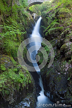 Famous Aira Force waterfall in Lake District Stock Photo