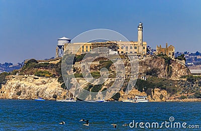 The famous Alcatraz Island, former prison in San Francisco Bay, California, USA Stock Photo