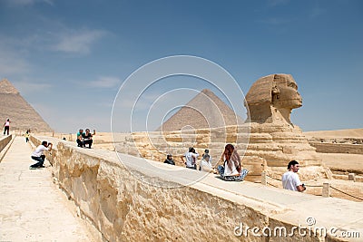 Famous ancient statue of Sphinx in Giza Editorial Stock Photo
