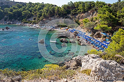 Anthony Quinn Bay on Rhodes island in Greece Stock Photo