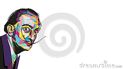 Famous artist Salvador Dali Vector Illustration