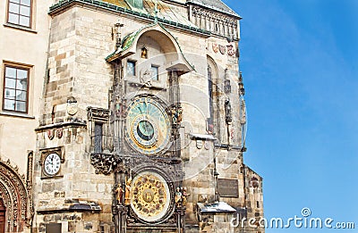 Famous astronomical clock in the Old Town square Stock Photo