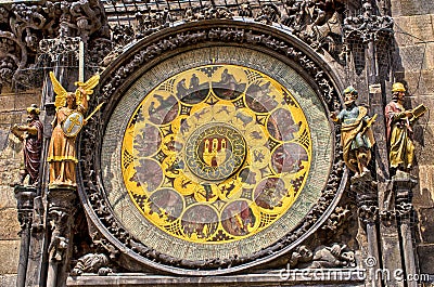 Famous astronomical clock in Prague, Czech Republic Stock Photo