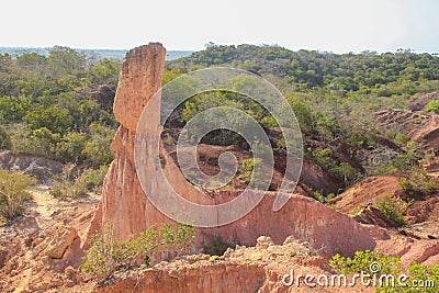 The famous attraction in Kenya is the gorge of Hell`s Kitchen - stones and rocks with colorful sand near Marafa, Malindi Stock Photo