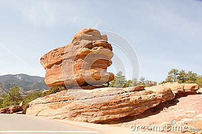 The famous Balanced Rock in Garden of the Gods, Colorado Springs, Colorado, USA Stock Photo