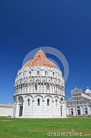 The famous baptistery on Square of Miracles in Pisa, Italy Stock Photo