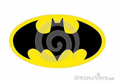 The famous Batman logo isolated on white background. Editorial Stock Photo