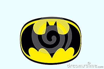 The famous Batman logo isolated on white background. Editorial Stock Photo