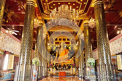 The Famous Beautiful Thai Art, known around the world Golden Buddha Statue In Thailand temple Editorial Stock Photo