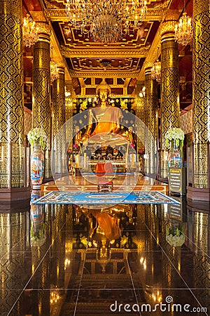 The Famous Beautiful Thai Art, known around the world Golden Buddha Statue In Thailand temple Editorial Stock Photo