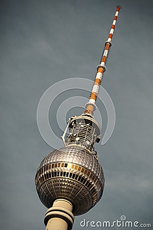Berlin Television Tower Fernsehturm Top Part Stock Photo