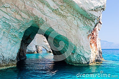 The famous Blue Caves in Zakynthos island Stock Photo