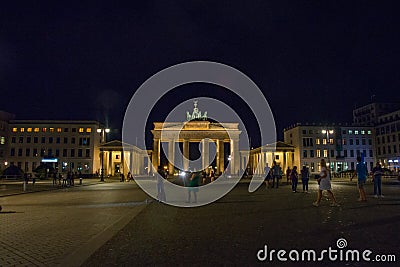 The Famous Brandenburg Gate In Berlin. Germany. Night landscape Editorial Stock Photo