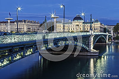 Famous bridge and University in Lyon Stock Photo