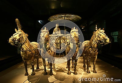 Famous bronze chariot in Xian, China Editorial Stock Photo