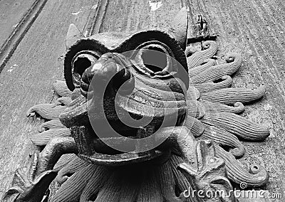 The famous bronze Sanctuary Knocker on the North Door of Durham Cathedral Stock Photo