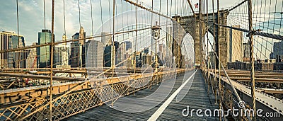 Famous Brooklyn Bridge in the morning Stock Photo