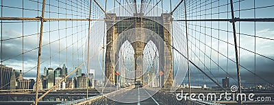 On the famous Brooklyn Bridge in the morning Stock Photo