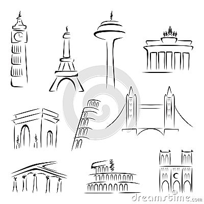 Famous buildings Vector Illustration