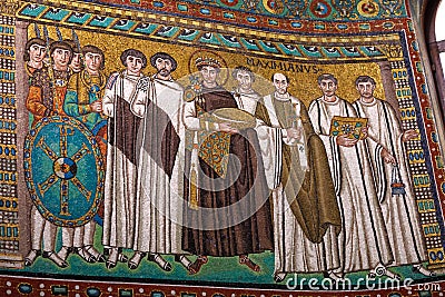Famous Byzantine mosaic from San Vitale in Ravenna. Editorial Stock Photo