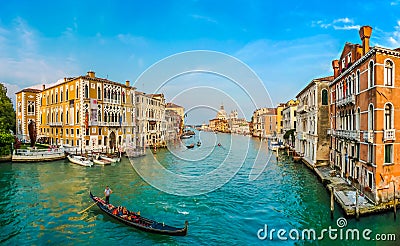 Famous Canal Grande and Basilica at sunset in Venice, Italy Editorial Stock Photo