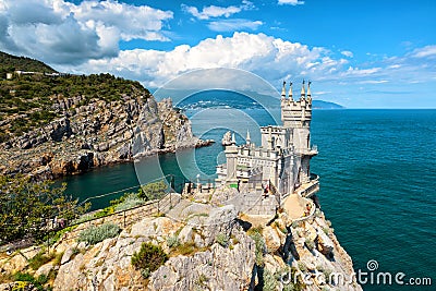 The famous castle Swallow`s Nest on rock in Crimea Editorial Stock Photo