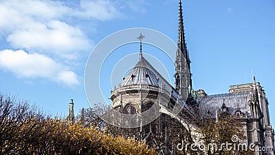 Back of the Cathedral of Notre Dame Stock Photo